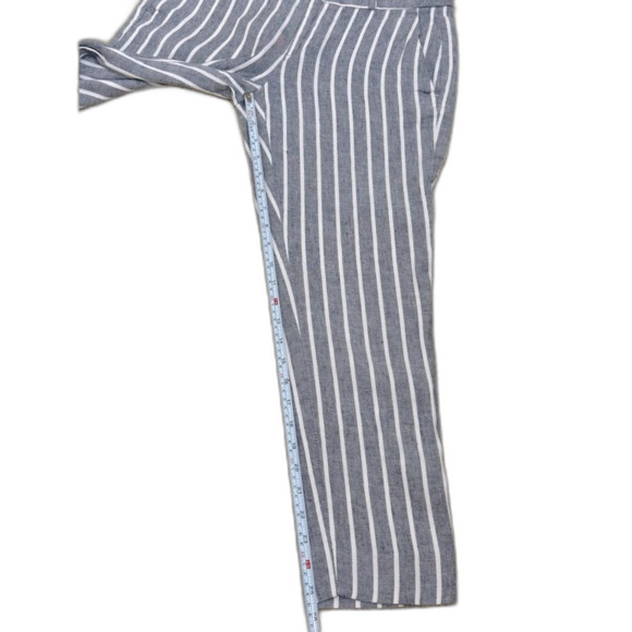 Banana Republic Grey Striped Linen Mid Rise Avery Ankle Length Pants Sz 0 EUC - Picture 7 of 8
